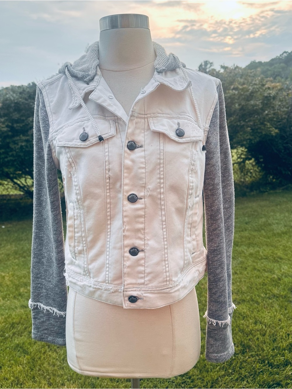 Free People Knit Hooded Denim Jacket - Picture 5 of 16
